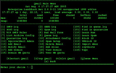 MyQmail Menu